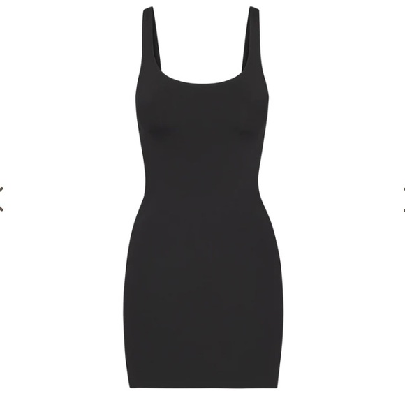 NWT SKIMS Signature Swim Tank Dress Swimsuit Coverup in Onyx Black Size Small - Picture 4 of 8